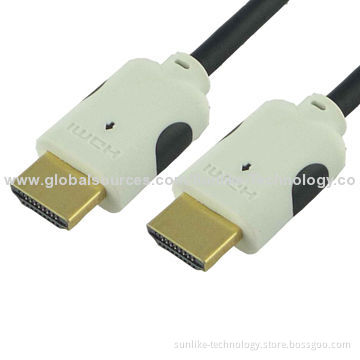 HDMI Cables with Double-color Molding, 24K Gold-plated Connector